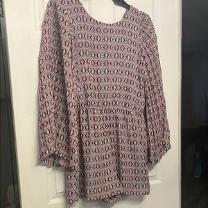 Geometric Patterned romper  with Long Sleeves